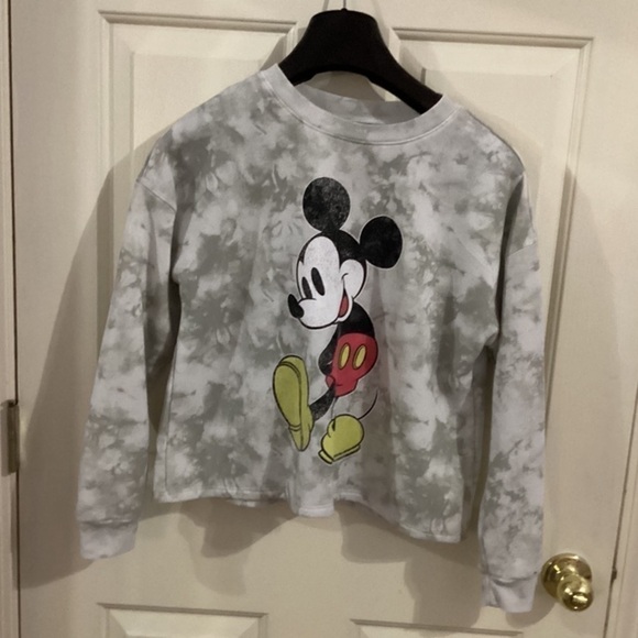 Disney Tops - Disney Mickey Mouse Women’s XS Oversized Crewneck Cropped Marbled Sweater